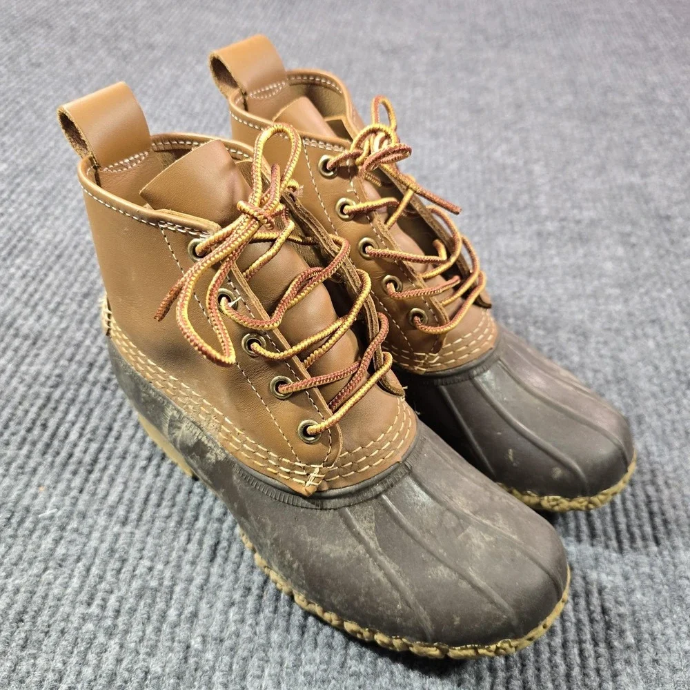 LL‎ Bean Bean Boots Mens Size 6M Brown Leather Rubber Waterproof Duck USA